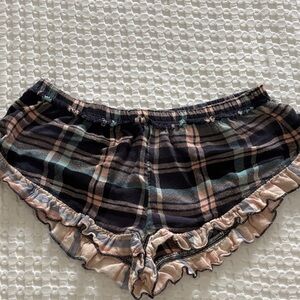 Free People Intimately Navy and Pink Plaid Shorts